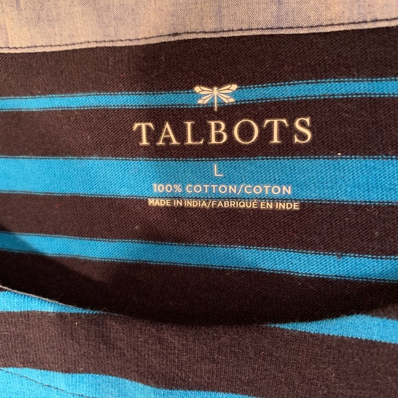 Talbots blue/black striped long sleeve top size L - Picture 2 of 7